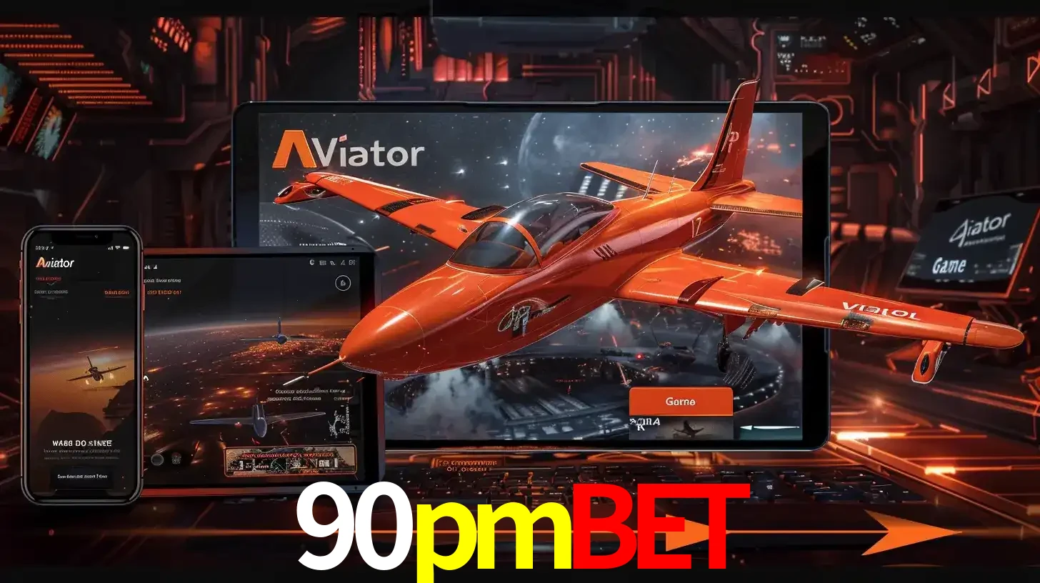 Apresentação tecnológica do jogo Aviator com um avião saindo da tela de um tablet, demonstrando a experiência imersiva em múltiplos dispositivos no 90pmbet.