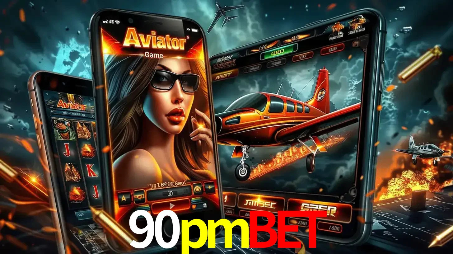 O popular jogo de apostas Aviator exibido em vários celulares e tablets, mostrando a interface emocionante e a ação de voo disponíveis para jogar agora no 90pmbet.